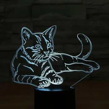 

3D Touch Table Lamp 7 Colors Changing Desk Lamp LED Night Light Stereoscopic Illumination remote control USB cable batteries