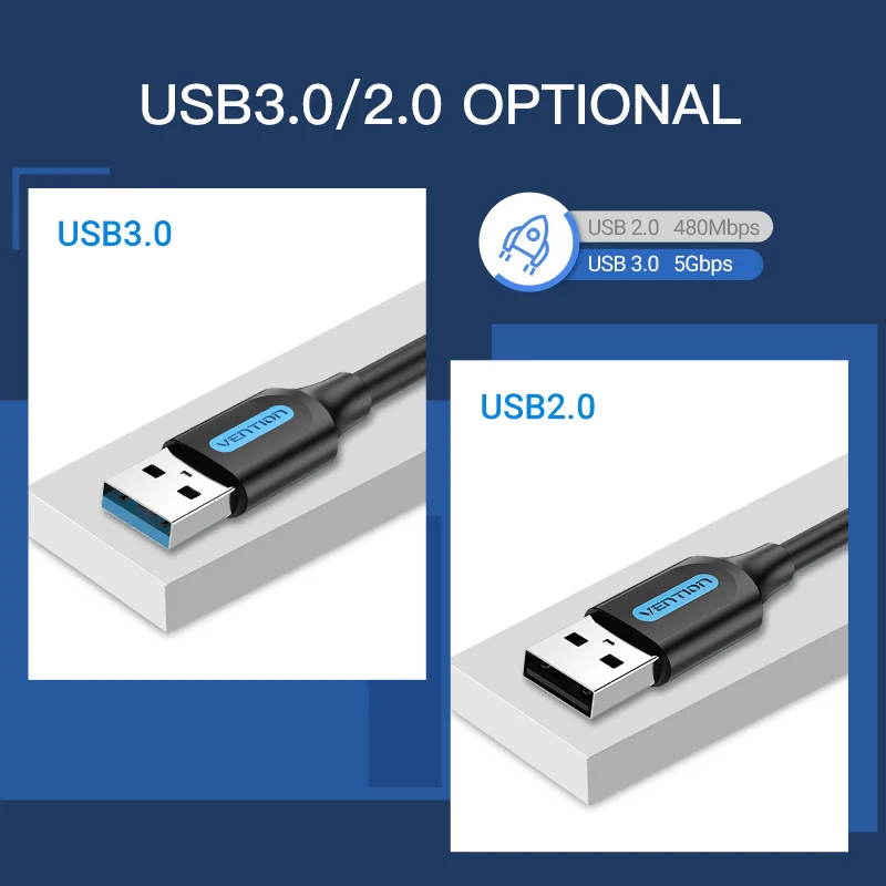 Vention USB 3.0 Extension Cable Type A Male to Male Cable 3.0 2.0 Extender Cord for Hard Drive TV Box Laptop USB to USB Cable — view 6