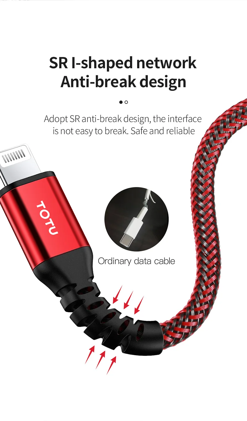 TOTU MFi 18 Вт PD USB C для освещения телефона USB кабель для iPhone 11 Pro Max Pro Кабель для быстрой зарядки usb type C кабель для зарядки данных