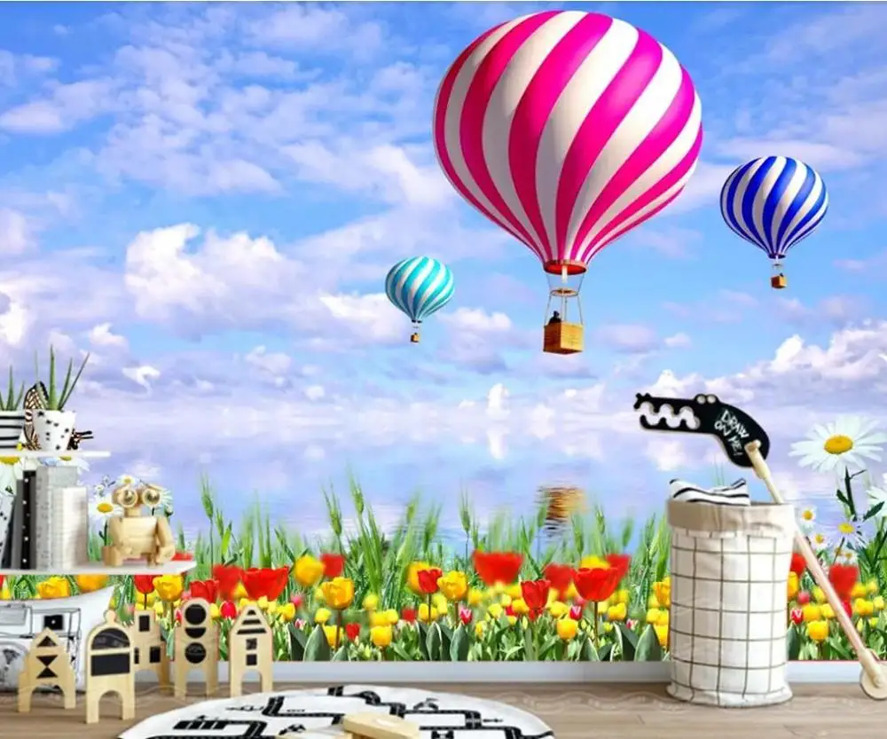 

Drop Shipping Custom 3D Photo Wallpaper Garden Nature Scenery Hot Air Balloon TV Background Wall Decoration Mural Wallpaper