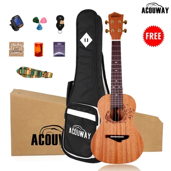 

Acouway ukulele Concert Soprano Tenor ukulele Mahogany body 21/23/26 inch Ukelele for Beginner + Bag Strap Case Tuner string