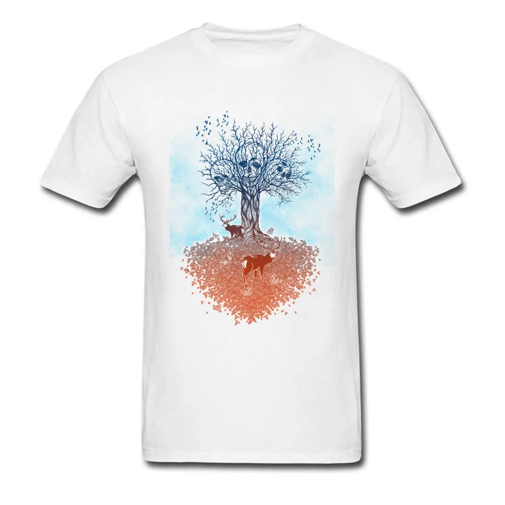 

Brand New Mens Summer Fall T Shirts Tree Life Of Death Skull Short Sleeve Print T Shirt Natural Cotton Tee-Shirt Custom Top/Tees