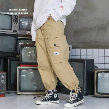 

Original Tide Brand Japanese Street Overalls Pants Feet Pants Loose Hong Kong Style Students Men and Women Sports Casual Pants