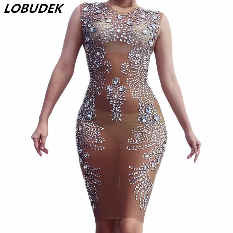 Vrouwen Sexy See Through Mesh Mouwloze Korte Jurk Verjaardag Viering Avondfeest Jurk Zanger Gastheer Nachtclub Stretch Jurk Vrouwen Sexy See Through Mesh Mouwloze Korte Jurk Verjaardag Viering Avondfeest Jurk Zanger Gastheer Nachtclub Stretch Jurk