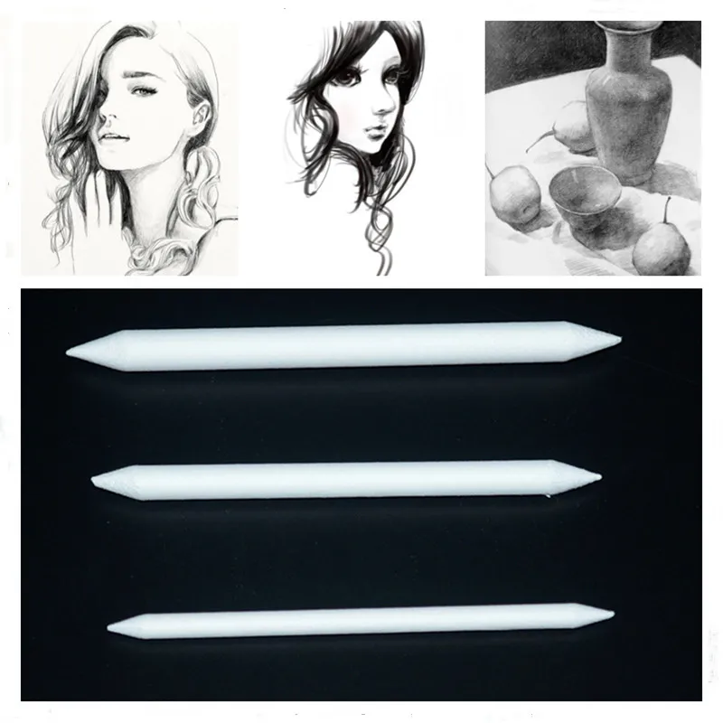 

3PCS Double Head Durable Art Drawing Tool Pastel New Blending Smudge Tortillon Material Sketching Paper Pencil Set