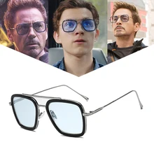 Модные Мстители, Тони Старк, стиль полета, солнцезащитные очки, небольшая оправа, Мужские квадратные брендовые дизайнерские солнцезащитные очки, Oculos iron man 3, ретро, мужские