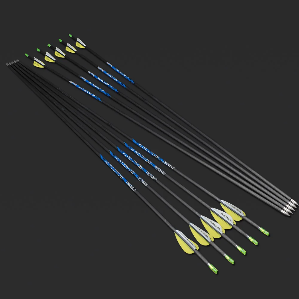 12pcs ID 4.2mm Pure Carbon Arrow Spine 300 350 400 500 600 700 800 900 1000 for Archery Recurve Bow or Compound Bow Shooting