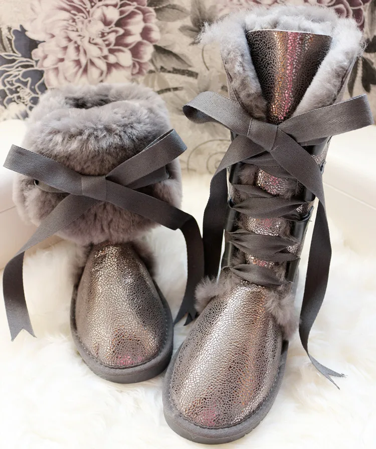 Новое поступление 2021 Высокие зимние сапоги из натуральной овечьей кожи Сапоги на