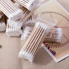 2 упаковки с двойной головкой ватный тампон для женщин Макияж хлопковый бутоном наконечником для медицинских деревянных палочек Чистка ушей для здоровья