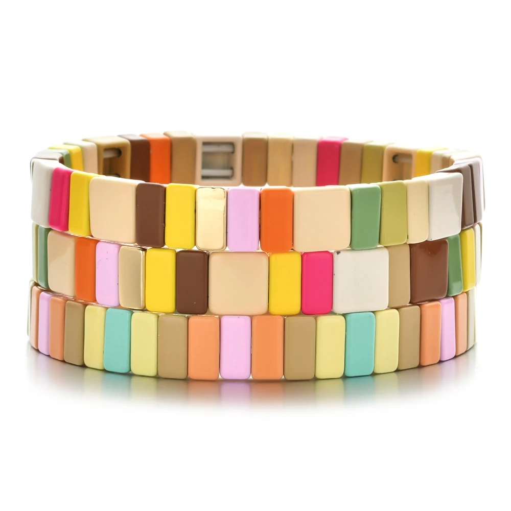 2026 Freundschaftsarmbänder Emaille-Fliesen-Armband Damen Armreif Pulseras Mujer Schmuck Boho Sommer Freundschaftsgeschenk