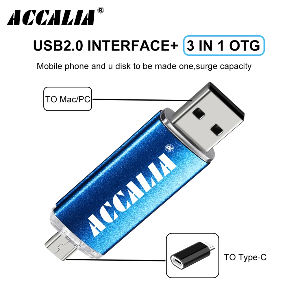 Металлический OTG 3 в 1 Тип C usb Флеш накопитель 64 ГБ флэш памяти 8 Гб 16 оперативной 32