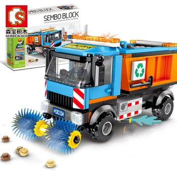 

SEMBO 206PCS+ City Cleaning Vehicle Figures Bricks Set Takeaway Car Model Building Blocks for Kids Educational Toys