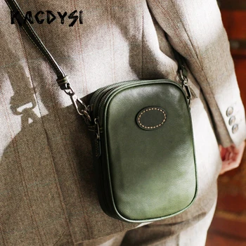 

Nature Cow Leather Original Vintage Small Womens Messenger Bag Quality Girls Shoulder Bag Simple Fashion Satchel Purse Phone Bag
