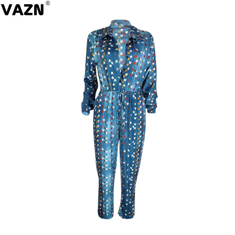 VAZN YZ716 Модный женский комбинезон одноцветные длинные штаны с длинным рукавом Комбинезоны с v-образным вырезом сексуальные Клубные Свободные Комбинезоны