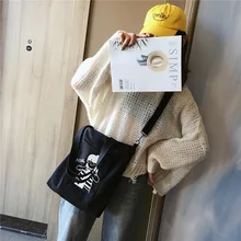 Холщовая Сумка женская сумка на плечо в японском стиле Студенческая сумка INS Tundish в Корейском стиле в стиле Харадзюку из лени большой объем тканая