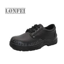 Черная защитная обувь из натуральной кожи со стальным носком, устойчивые к пробивкам рабочие ботинки для мужчин, строительные промышленные