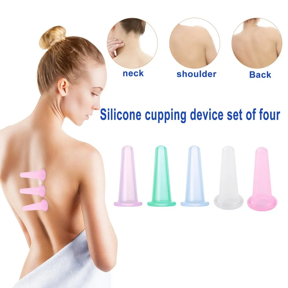 Silicone Massage Cupping Set 2 Facial Cups & 2 Mini Facial Cups Body Massage Helper Skin Care for Face Neck Back Eyes