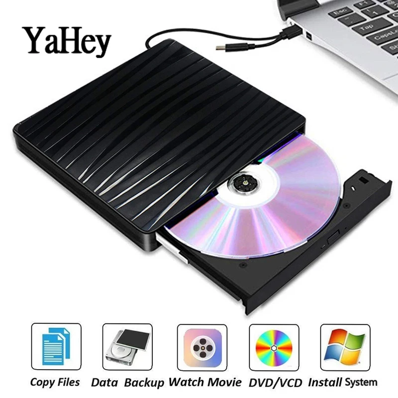 

External CD DVD Drive USB3.0 & Type C External DVD Player Burner Data Transfer for Laptop Notebook PC Desktops with Windows