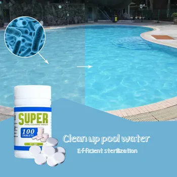 

100 Tablets Pool Cleaning Tablet Practical Durable Multi-functional High Efficient Purify Water Pool Cleaning Tablet