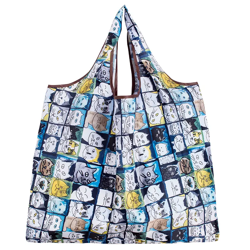 BIG Eco-Friendly Folding Shopping Bag Reusable Portable Shoulder Handbag for Travel Grocery Fashion Pocket Tote - Image 17