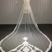 Новинка, кружевная Однослойная Фата невесты белого цвета/цвета слоновой кости, аппликация, мягкий тюль, свадебные аксессуары для невесты, Дешевые Свадебные вуали с расческой