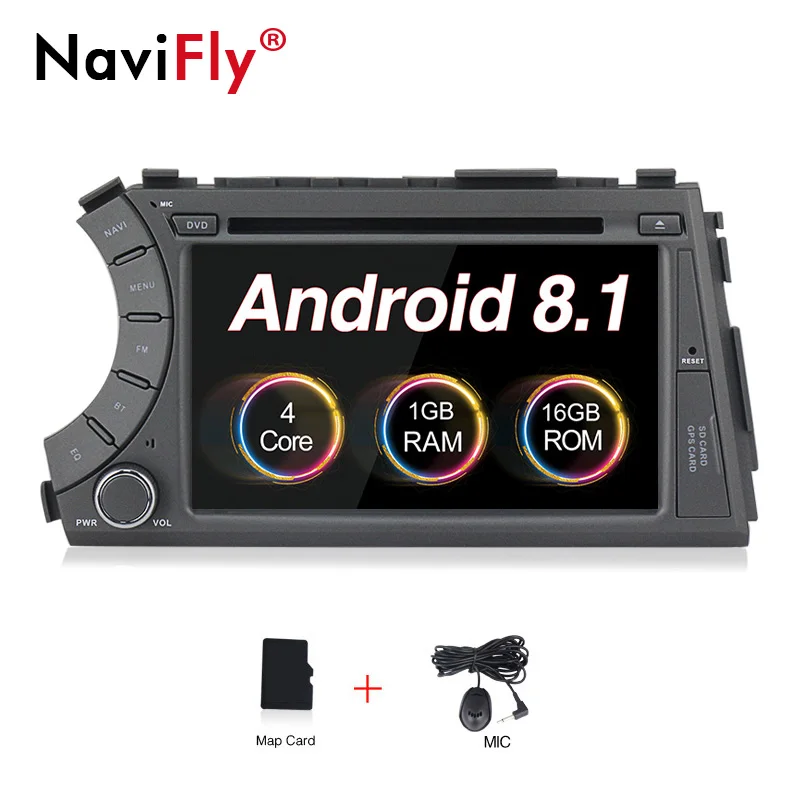 NaviFly " 2din android 8,1 Автомобильный мультимедийный плеер авторадио для Ssangyong Actyon Kyron 2005-2013 автомобильный Радио gps wifi USB - Цвет: Черный