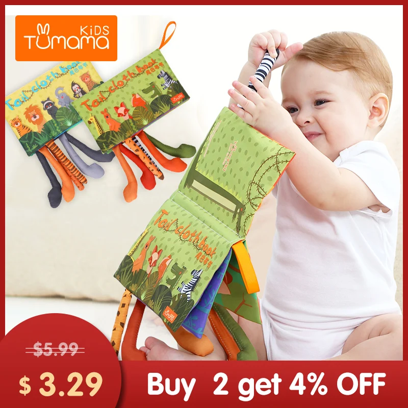 

Tumama Baby Rattles Mobiles Toy Soft Animal Tails Cloth Book Newborn Stroller Hanging Toy Baby Early Learning Educational Toys