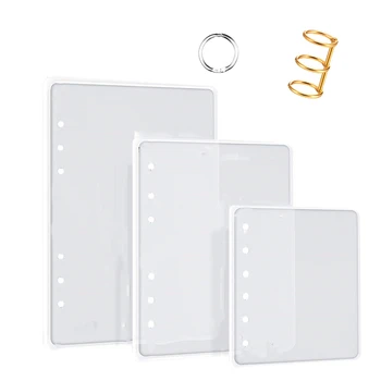 

DIY Resin Molded Notebook Case A5 A6 A7-3 Piece Silicone Notebook Case Transparent Cast Epoxy Mold with 2 Pieces 3 Ring Book Rin
