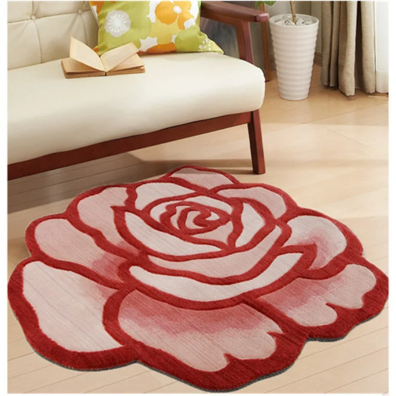 

90cm Diameter 3D Rose flower Mat for Living Room Round Computer Chair Carpet Kids Play Mat Bedroom Area Rugs