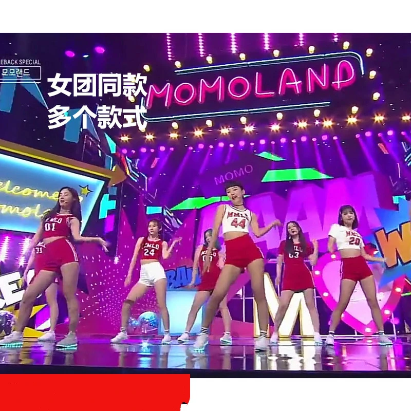 Kpop MOMOLAND Jazz танцевальное шоу модное белое свободное платье футболка с круглым