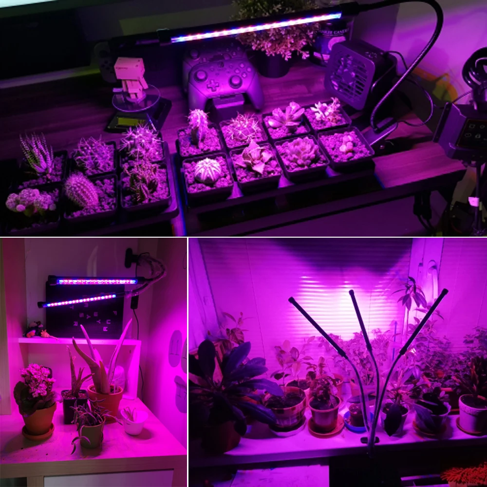  4 Heads LED Grow Light Full Spectrum Phyto Lamp USB Clip-on Grow Lamp for Plants Indoor Seedlings F - 4000360479379