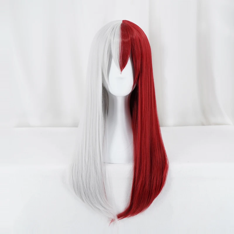 Парик My Hero Academia Todoroki Shoto длинный женский костюм для косплея с красными и белыми