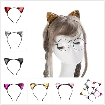 

kids cat ears head bands fashion Lady Girl Hairband Sexy Glitter Headband Baby birthday party Hair Accessories for Women hoop