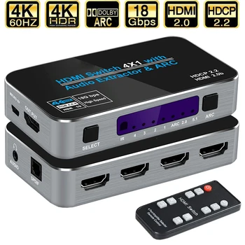 4K HDMI Switch 4x1 Audio Extractor