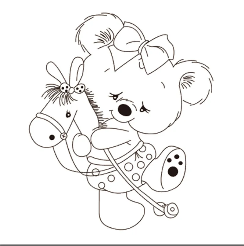 

10x10 Bear riding New Transparent Clear Rubber Stamp Sheet Cling Scrapbooking Photo Album PaperCard DIY Craft