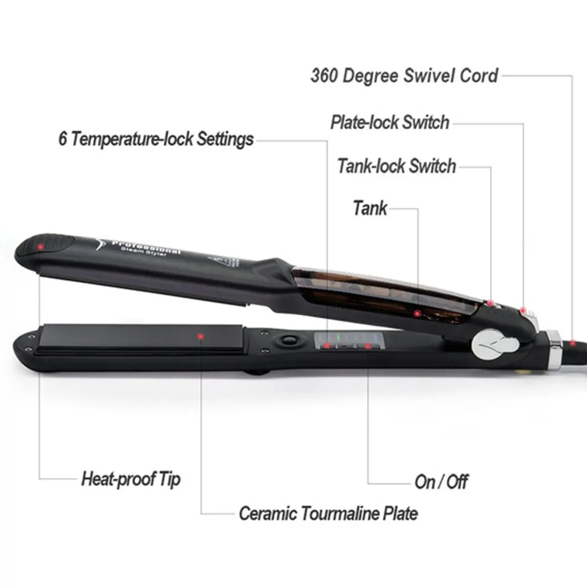 6 уровень Регулируемый Профессиональный паровой выпрямитель для кудрявых волос инструмент для укладки керамических волос плоский железный шов утюжок для выпрямления волос