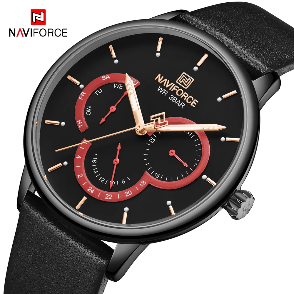 NAVIFORCE 9 мм ультра-тонкий циферблат часы мужские лучший бренд класса люкс кварцевые часы мужские 24 часа дата кожа водонепроницаемые наручные часы мужские