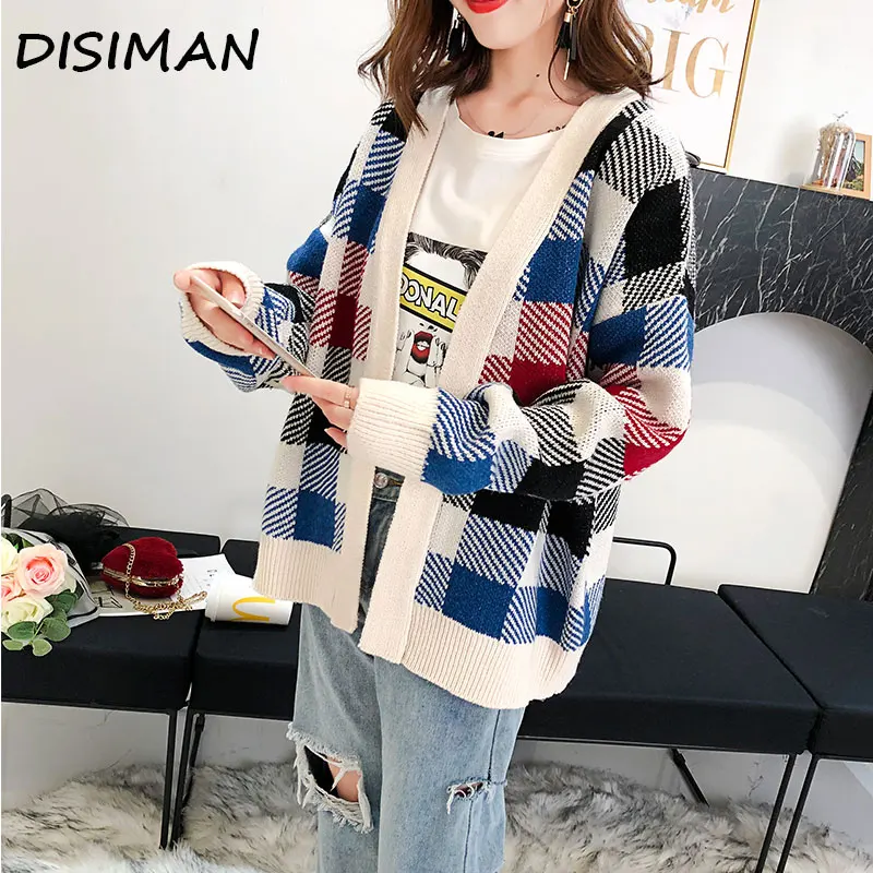 

fall long sleeve loose v neck korean sweater plus size knit cardigan women 2019 new kawaii wool sweater women winter clothes