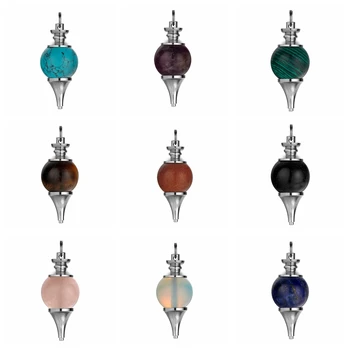 

ASHMITA Natural Stone Sphere Pendulum 18MM SCrystal Balls Chakra Pendants for DIY Making Jewelry Necklace Bracelet Keychain