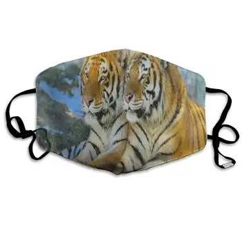 

Face Mask Watercolor Forest Tiger Animal Cool Cycling Half Face Earloop Mouth Mask for Women