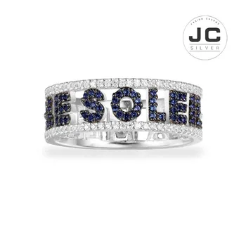 

New Fashion Charms Silver Plated Original Engraving,LE SOLEIL LA MER Navy And White Ring For Women With Mono Logo Glamour Zircon