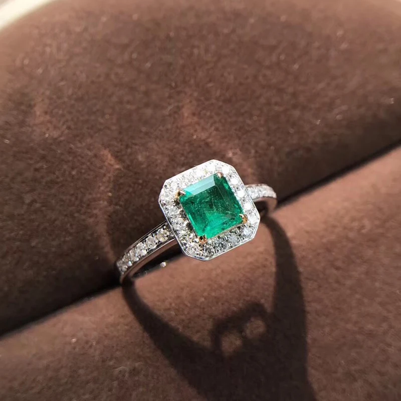 AEAW 18K белое золото AAA 0.81ct изумруд 0,24 оправа для драгоценного/полудрагоценного камня кольцо обручальное для девушек для женщин