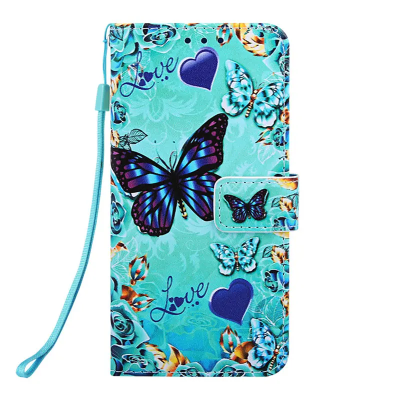 Чехол для телефона для Fundas huawei Nova 5 5i Honor 9X Pro 10 Lite Play 8A Y6 mate 30 20 Lite кожаный кошелек милый откидной Чехол P03D - Цвет: Love Butterfly