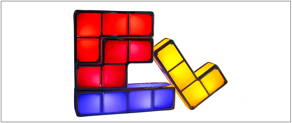 Новинка Hinnixy Tetris Puzzle Light Стекируемый светодиодный прикроватный декор для детей освещение 3D Ретро игра башня лампа красочный кирпич DIY игрушки