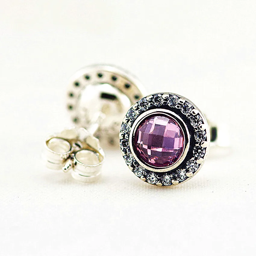 Lagacy Pink Серьги из серебра 925, ювелирное изделие, серьги-гвоздики в форме сердца для женщин, подарок, настоящее 925 пробы, серебряные серьги, E037 - Окраска металла: Lagacy Pink