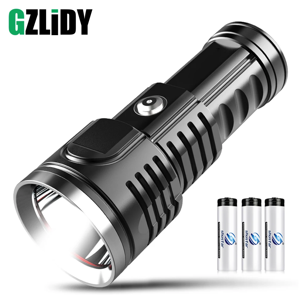 

High Power LED Flashlight Super Bright XHP70.2 Tactical Torch USB Rechargeable Waterproof Military Grade Workmanship Lantern