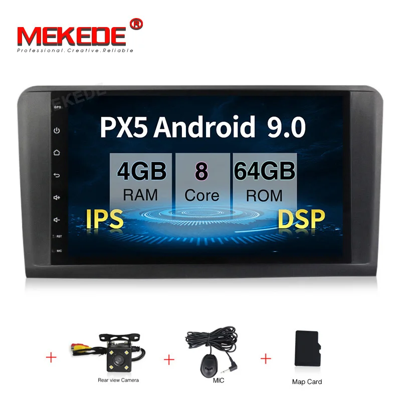 PX5 4 Гб+ 64 ГБ Android 9,0 автомобильный стерео головное устройство навигация gps NAVI мультимедийный плеер для Mercedes Benz ML Класс W164 ML350 ML500 - Цвет: add camera