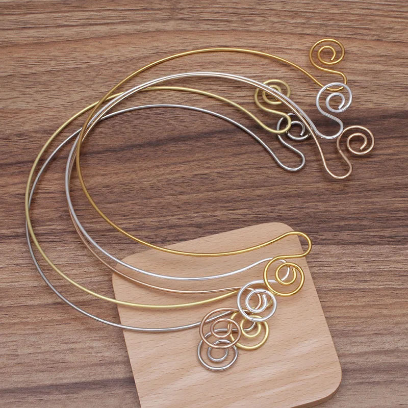 2pcs DIY Metal Collar Neckalce Circle Hang Hook Bride Base Setting Jewelry Making Components Wedding Necklace Jewelry DIY