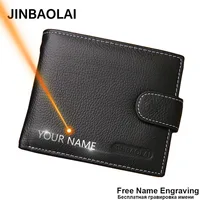 JINBAOLAI Men Wallets Genuine Cow Leather Short Zipper Hasp Male Purse Coin Pocket Card Holder Vintage Brand High Quality Wallet 1