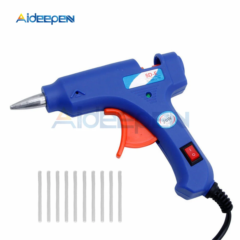 

Клеевой пистолет, 20 Вт, с 10 клей-карандашами 7 мм